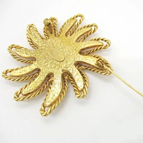 CHANEL CC Logo Sunburst Brooch Gold Tone Pin 94A Auth w/Box - Picture 3 of 6